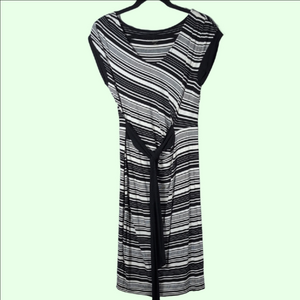 Liz Lange Black and White Striped Midi Dress